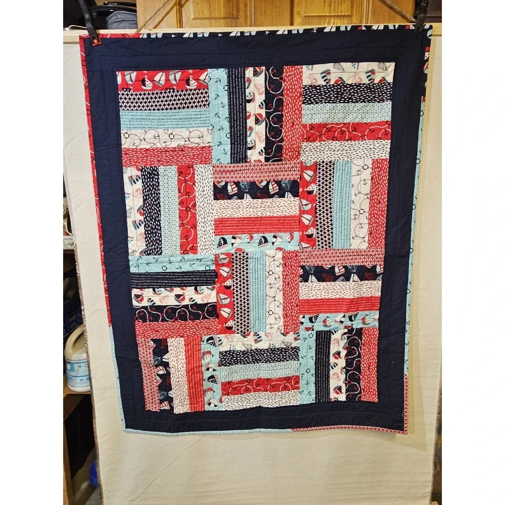 Nautical Quilt 34x44 Toddler/Crib Size Classic Usa